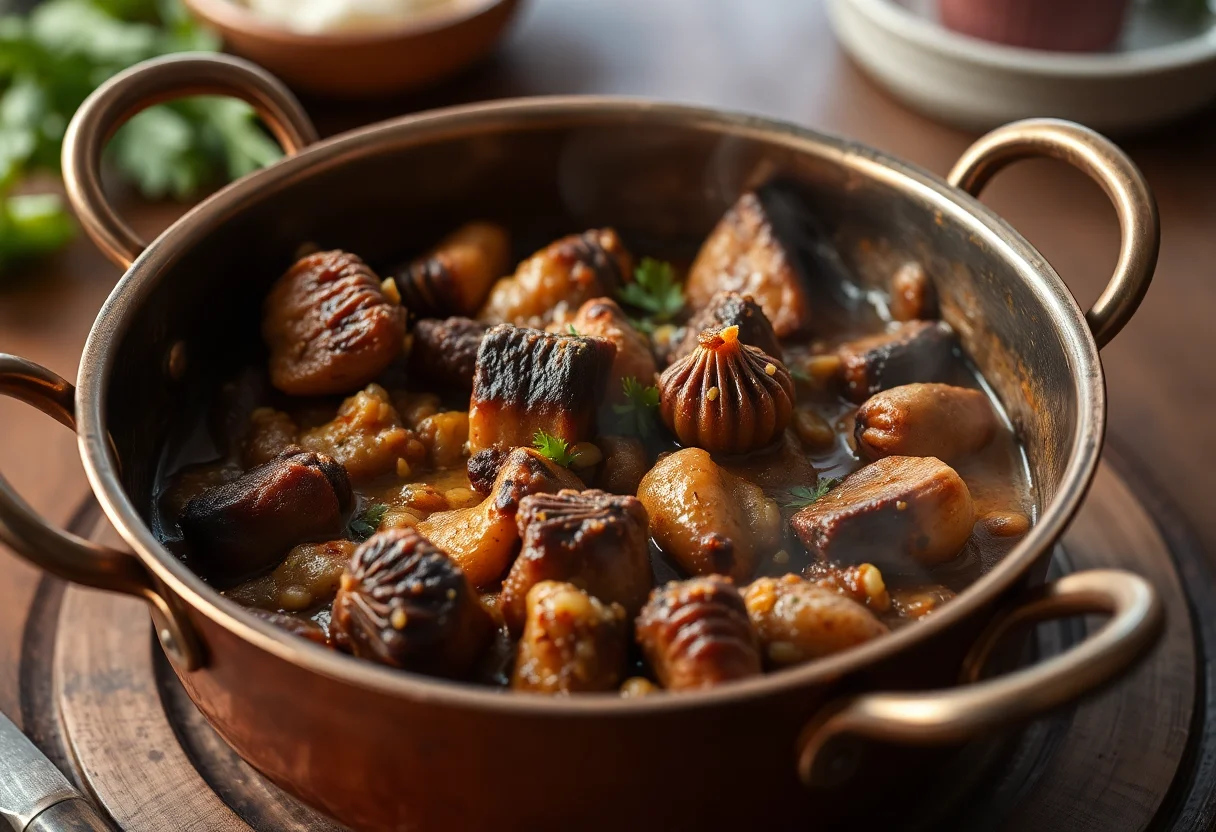 A traditional Black Sea dish, likely muhlama, in a copper pan.
