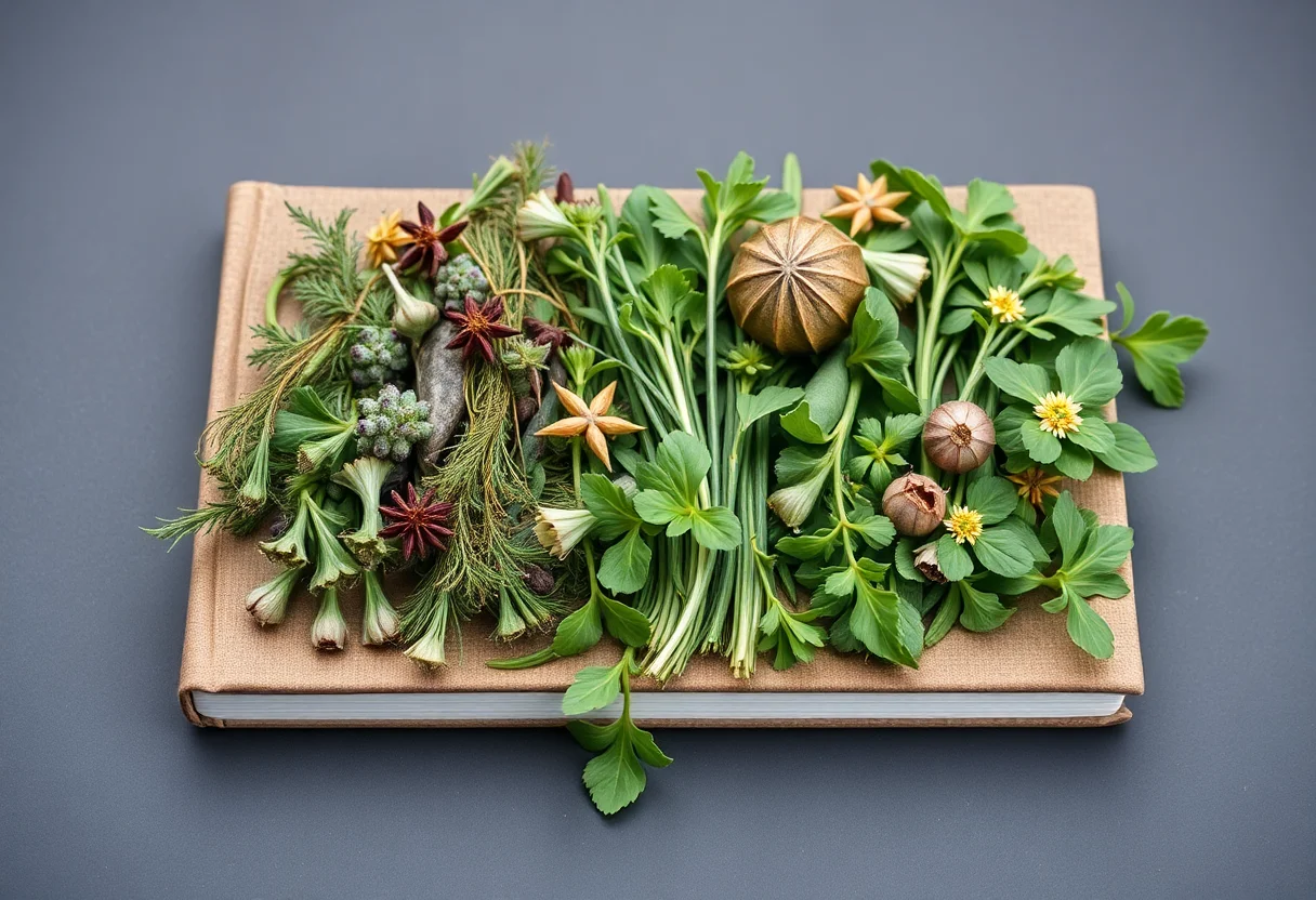 Book cover featuring a collection of wild Aegean herbs and greens.