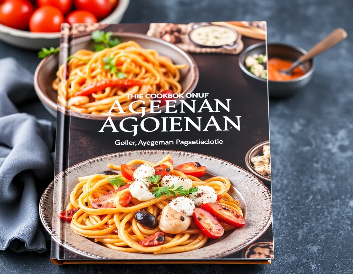 Book cover for a cookbook about Aegean cuisine.